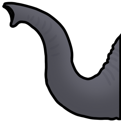 a grey elephant trunk, drawn with shading.